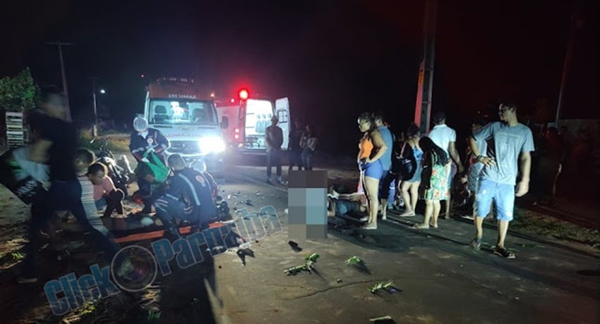 Colisão entre motos deixa três feridos em Parnaíba